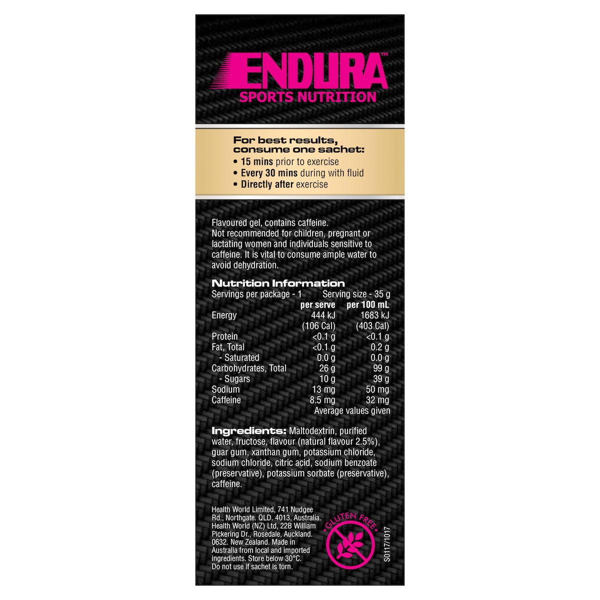 Endura Sports Energy Gel Vanilla 35G