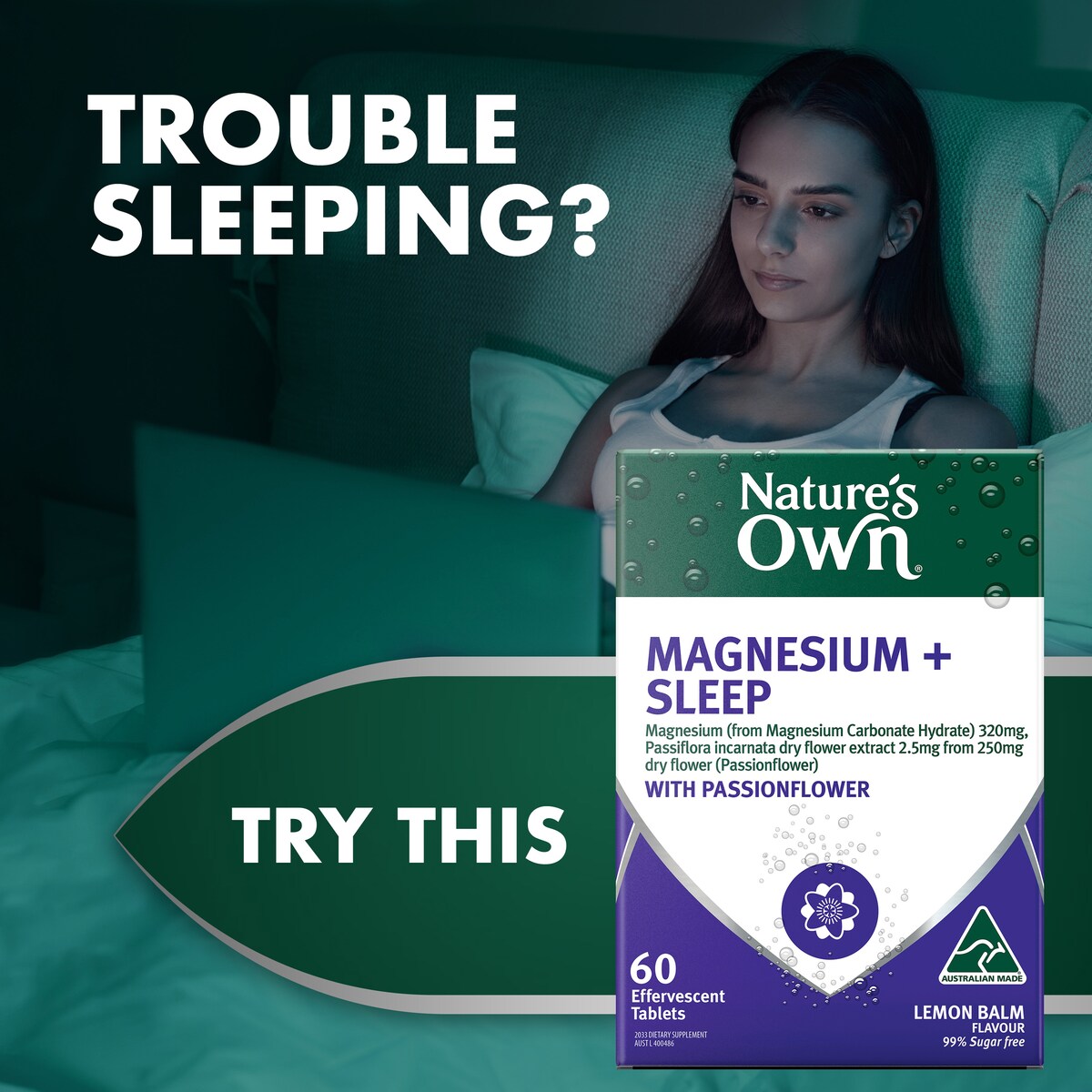 Nature's Own Magnesium + Sleep Effervescent 60 Tablets