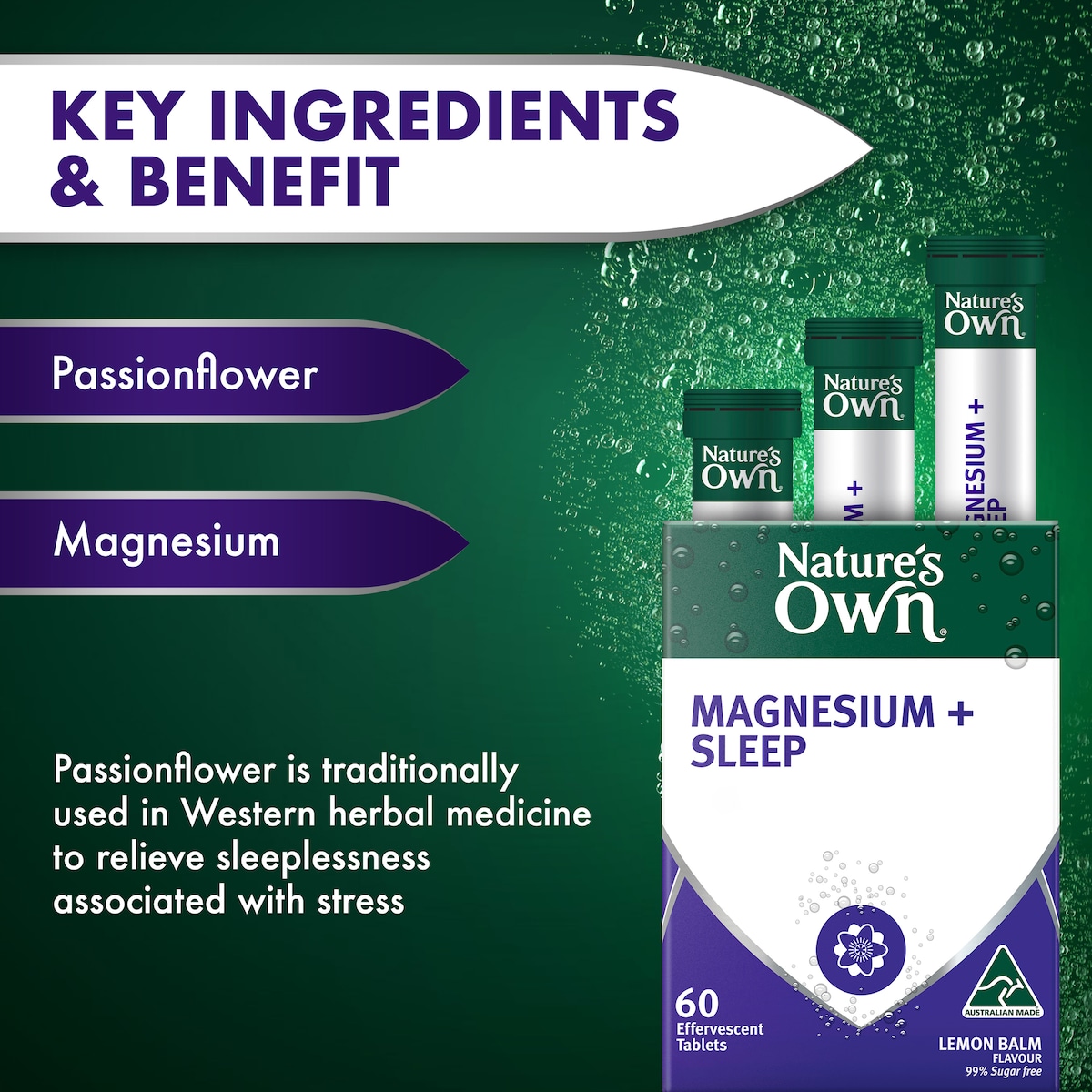 Nature's Own Magnesium + Sleep Effervescent 60 Tablets