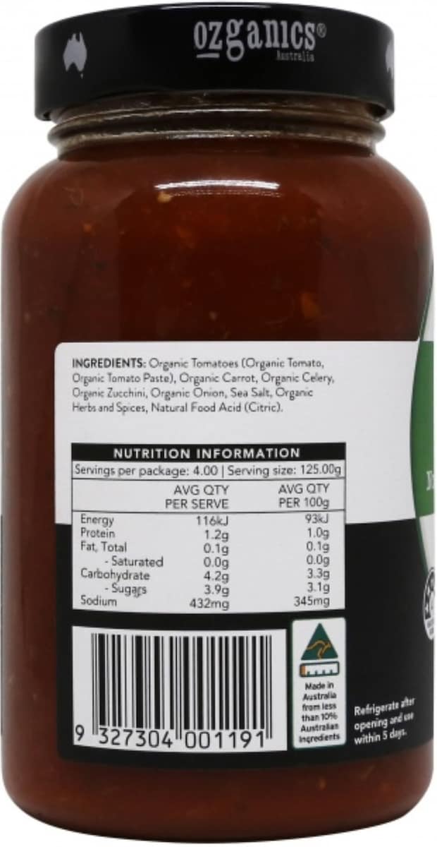 Ozganics Bolognese Pasta Sauce 500G