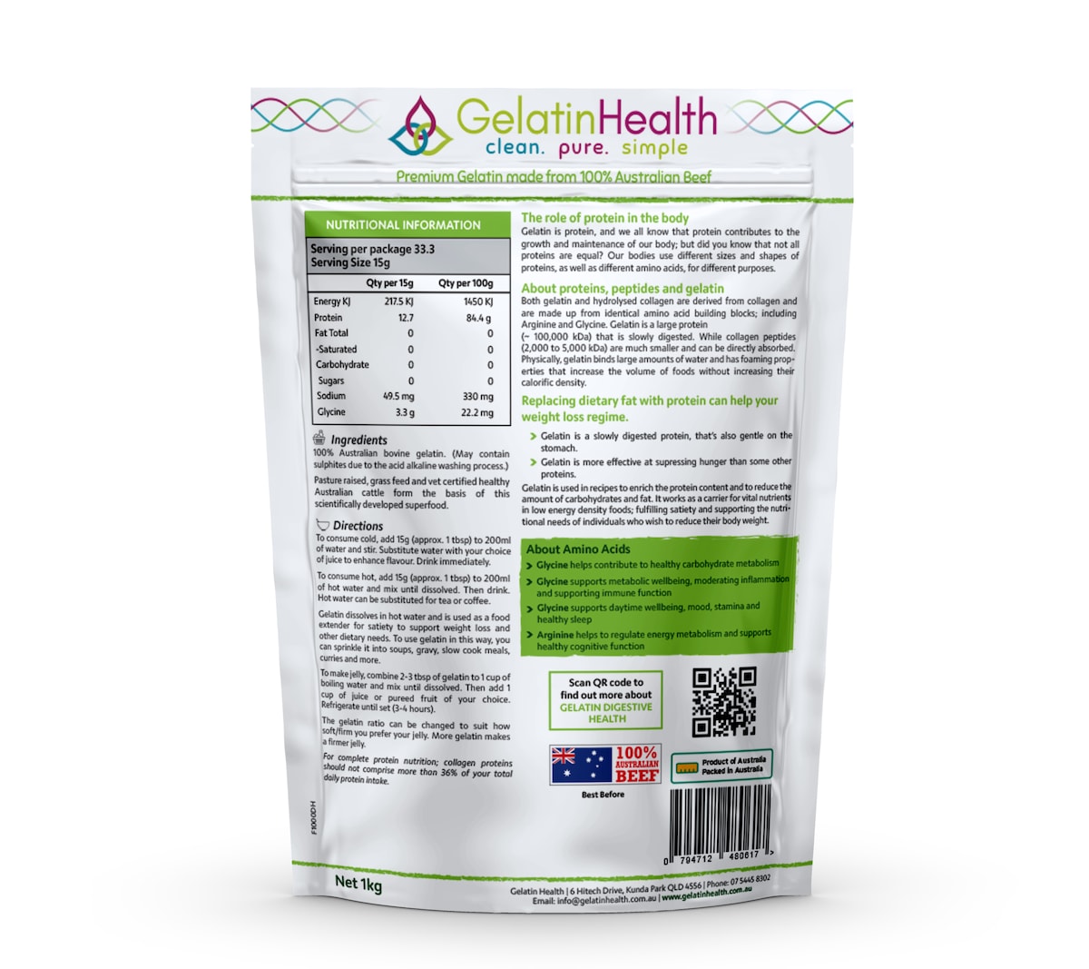 Gelatin Health Gelatin - Food Grade 1Kg