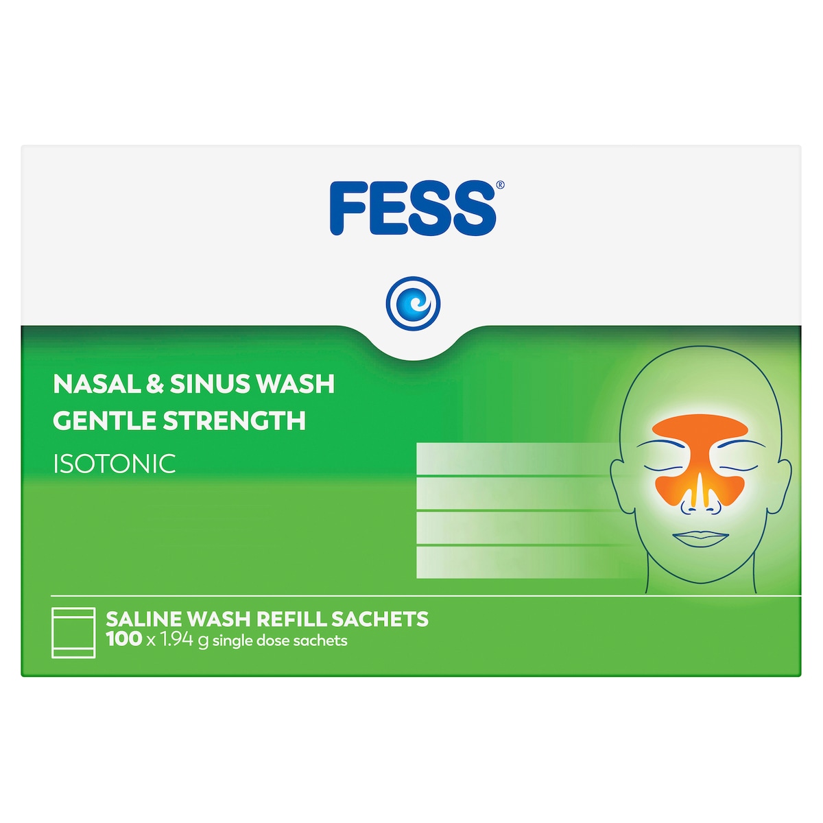 Fess Nasal & Sinus Wash Refills Gentle Strength 100 Sachets