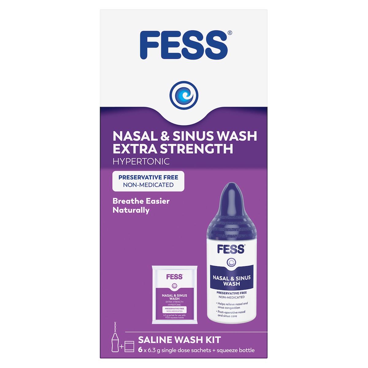 Fess Nasal & Sinus Wash Extra Strength Starter Kit 6 Pack