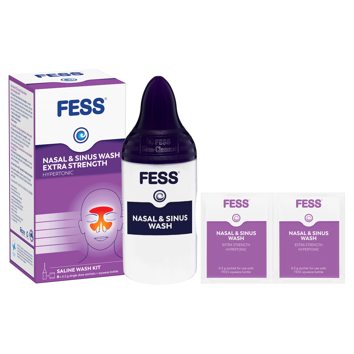 Fess Nasal & Sinus Wash Extra Strength Starter Kit 6 Pack