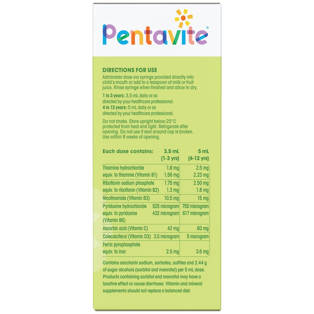 Pentavite Kids Multivitamin + Iron Liquid 200Ml (New Formula)