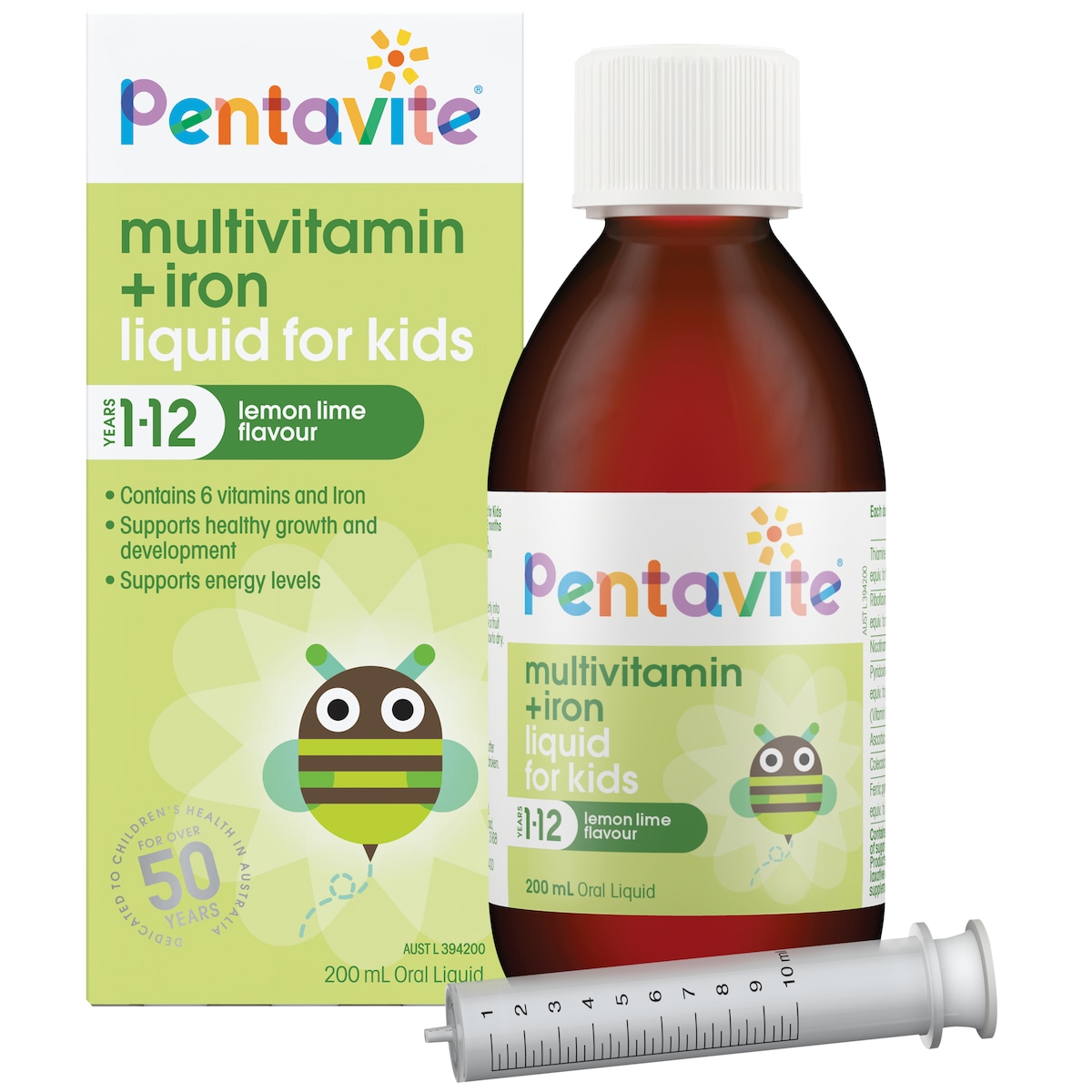 Pentavite Kids Multivitamin + Iron Liquid 200Ml (New Formula)