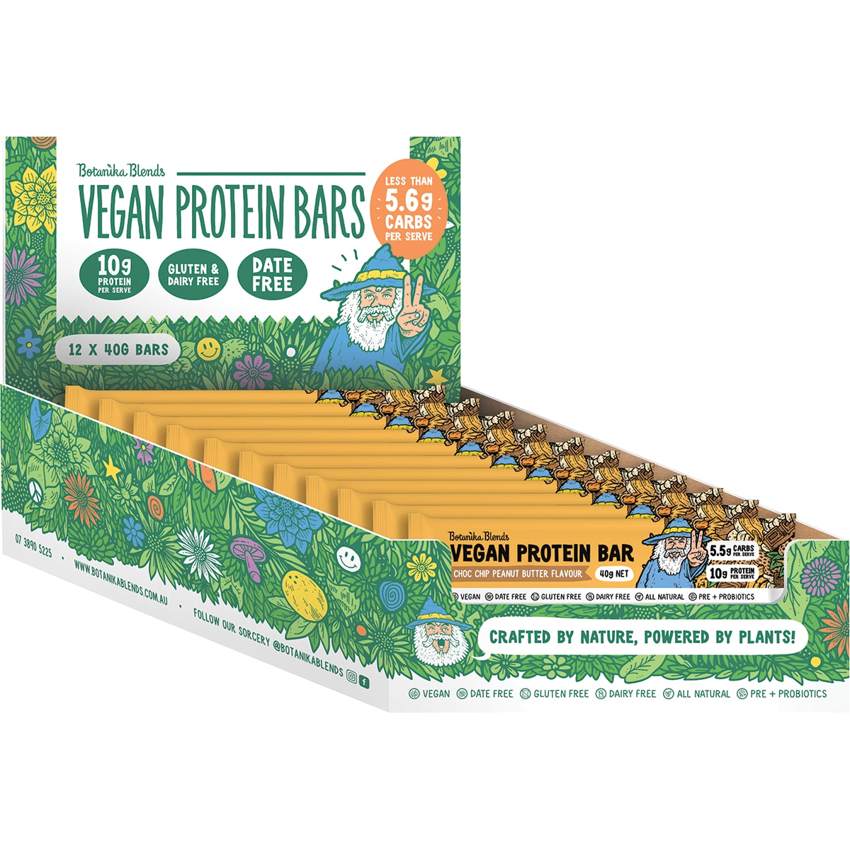 Botanika Blends Vegan Protein Bars Choc Chip Peanut Butter 12 X 40G