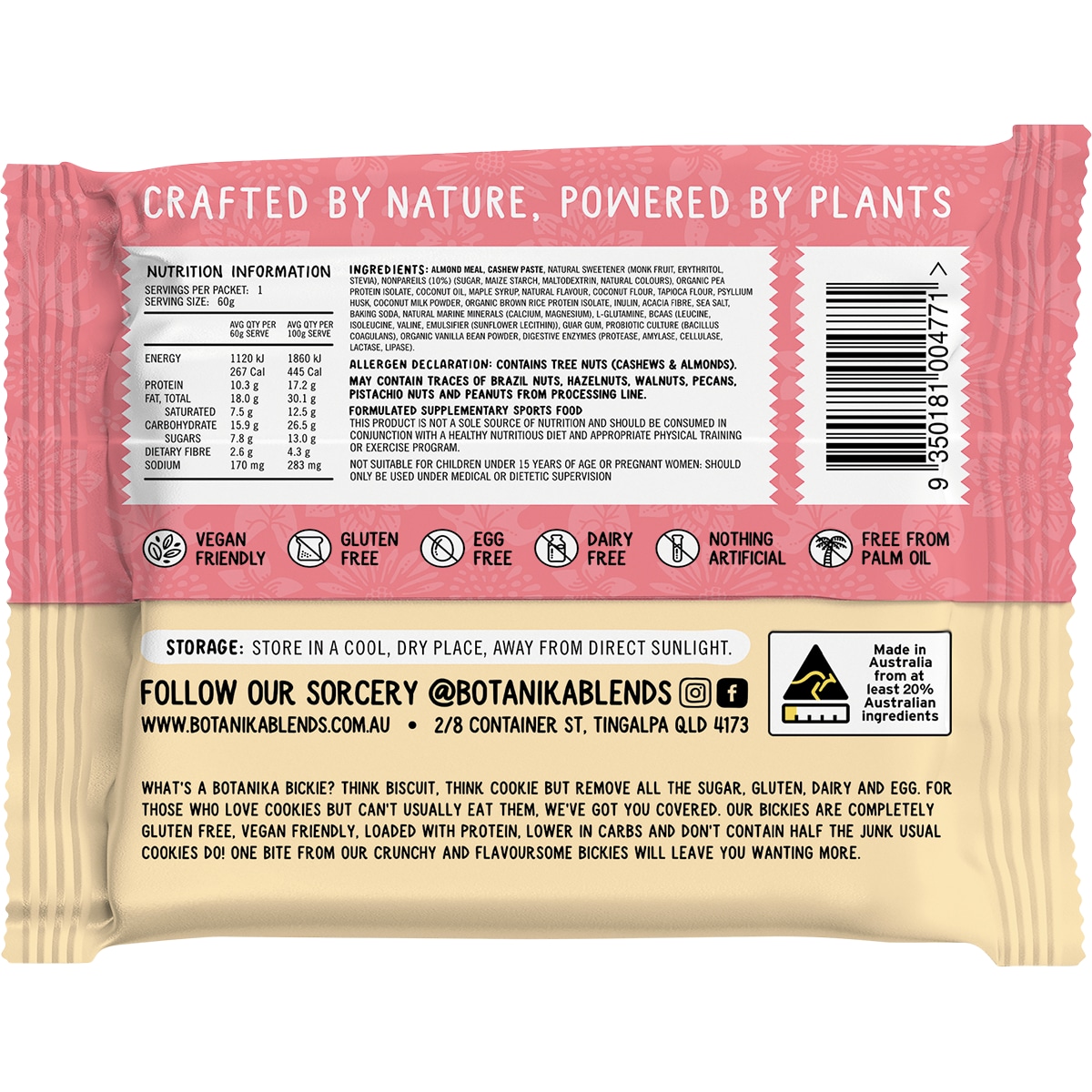 Botanika Bickie Plant Based Protein Cookies Birthday Cake 12 X 60G