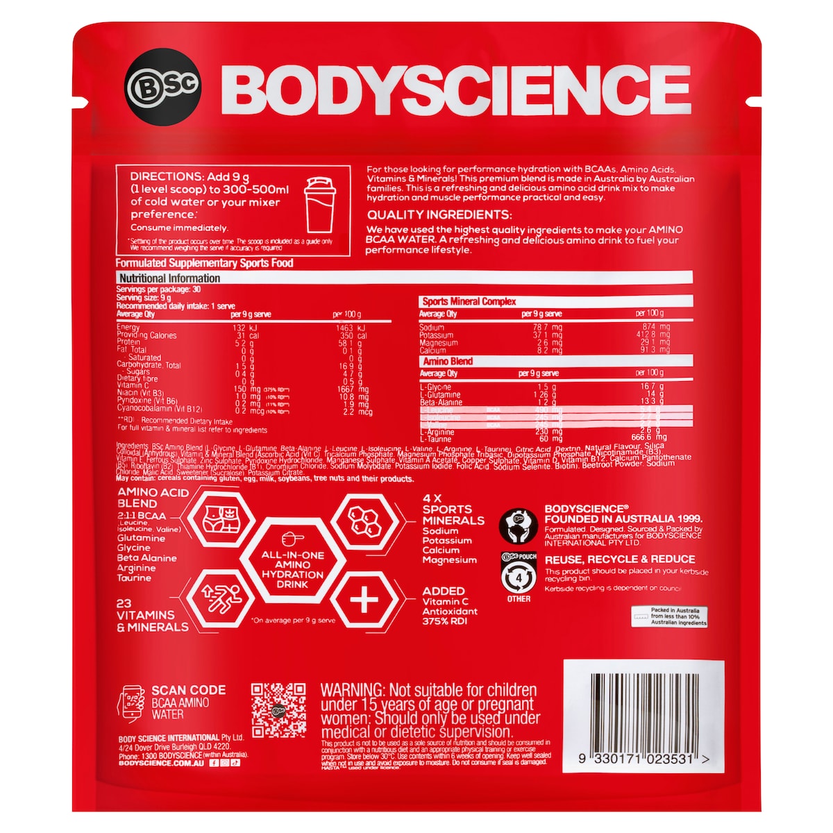 Bsc Body Science Essential Amino Bcaa Fuel Super Berry 270G
