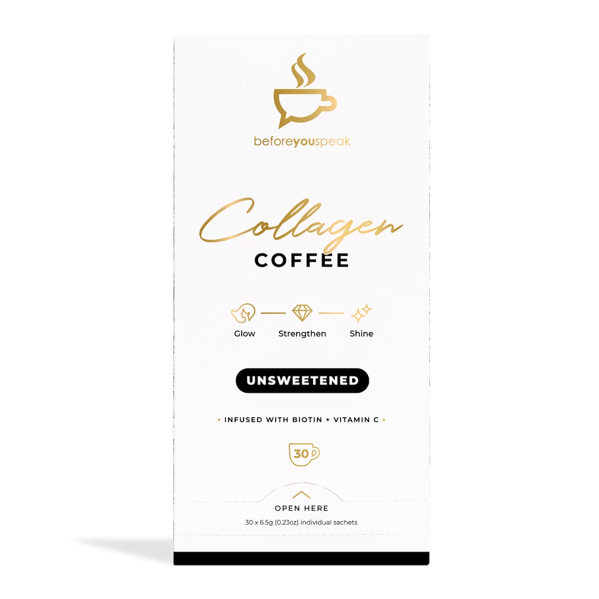 Beforeyouspeak Coffee Collagen Blend Unsweetened 30 X 6.5G