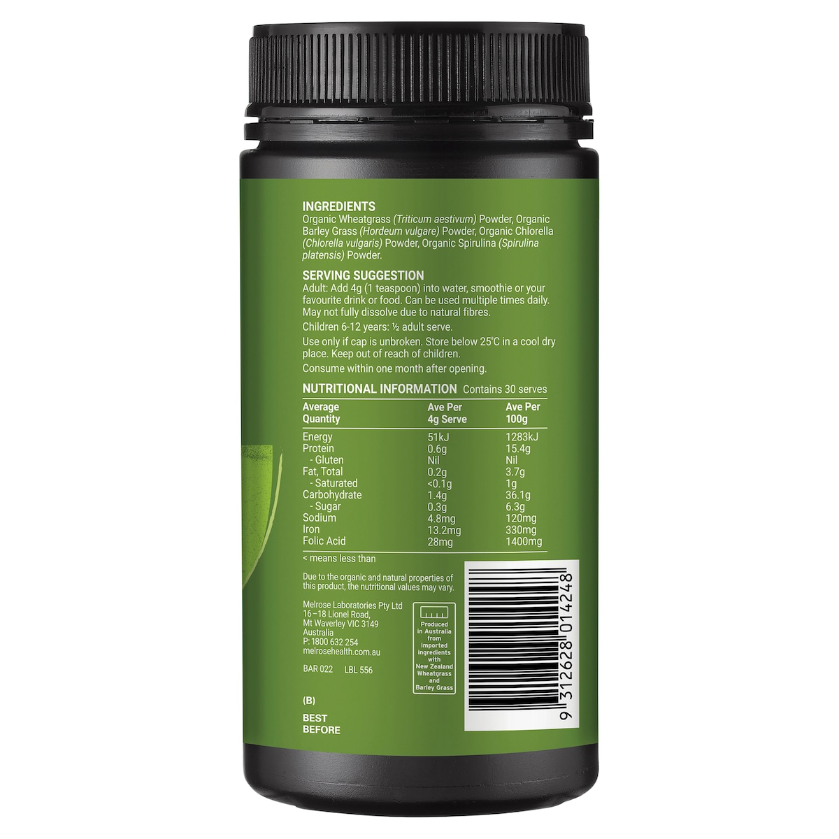 Melrose Organic Essential Greens 120G