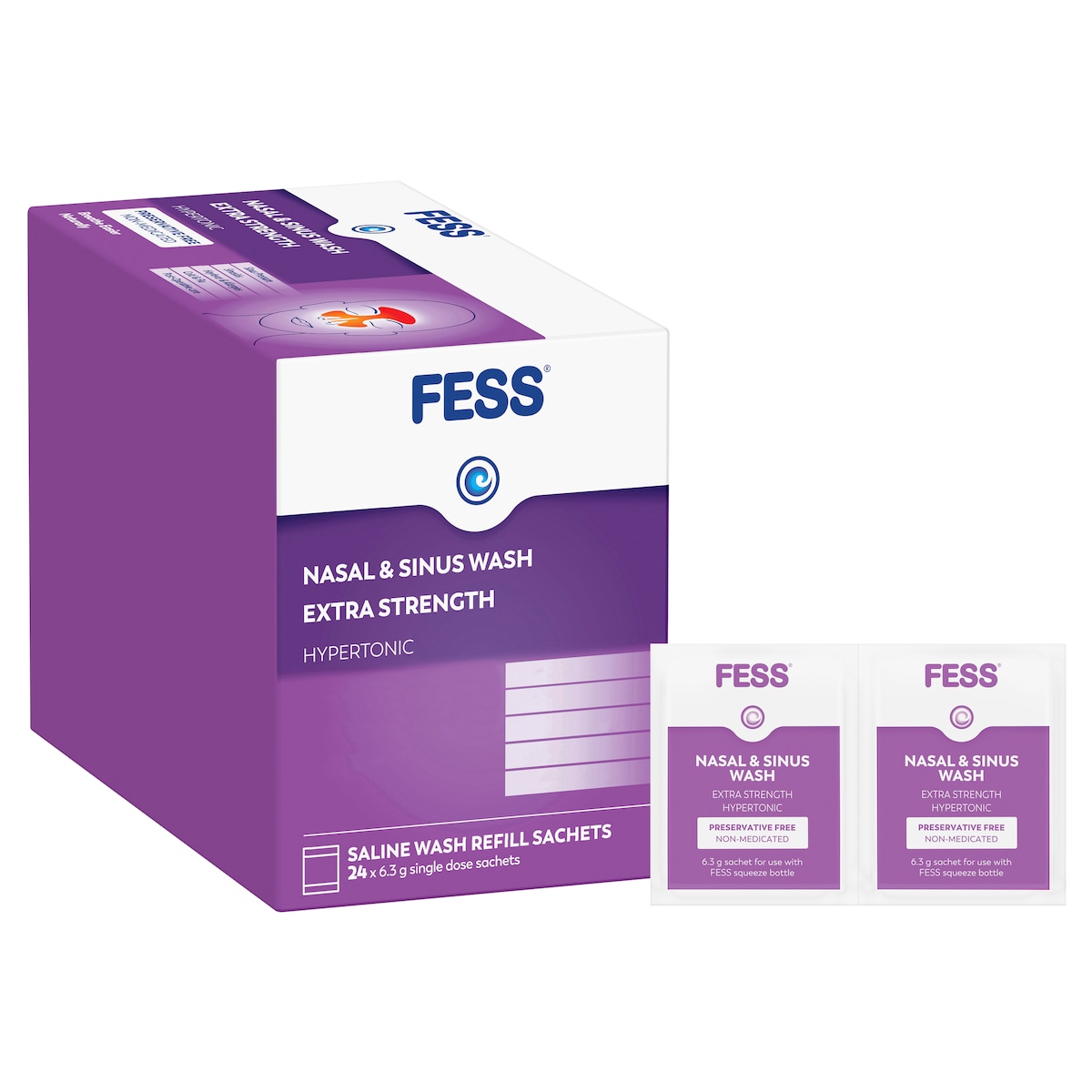 Fess Nasal & Sinus Wash Extra Strength Refill Sachet 24 Pack