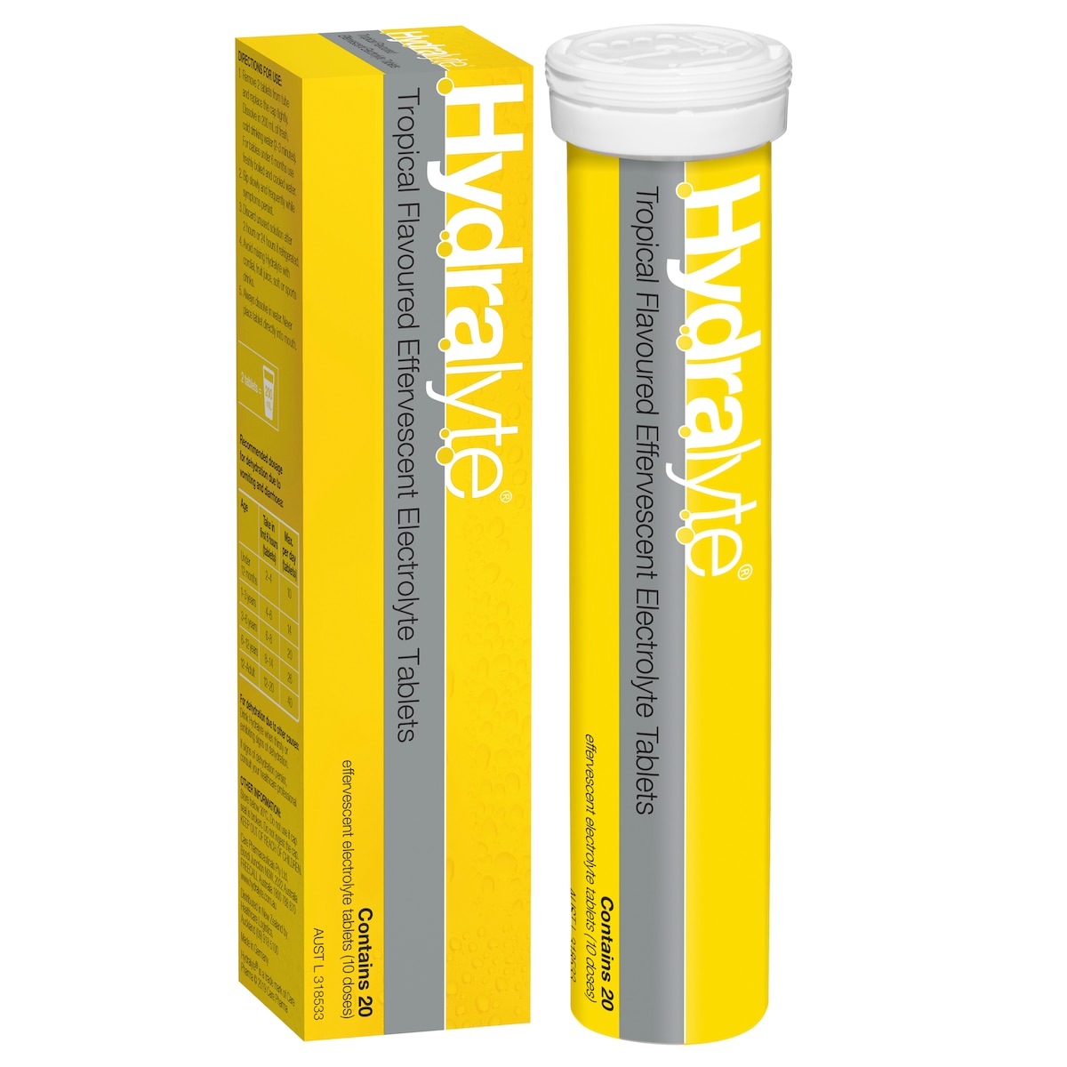 Hydralyte Effervescent Electrolyte Tablets Tropical 20 Pack