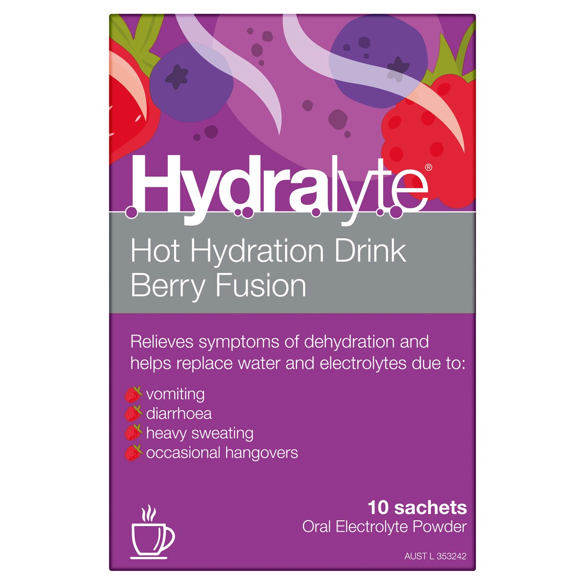 Hydralyte Hot Hydration Drink Berry Fusion Sachet 10 Pack