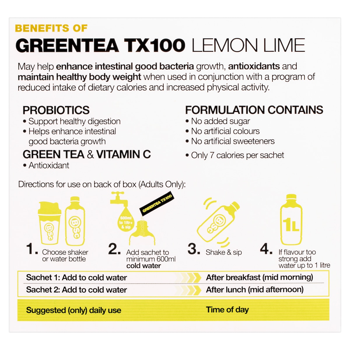 Bsc Body Science Green Tea Tx100 Lemon Lime 60 X 3G