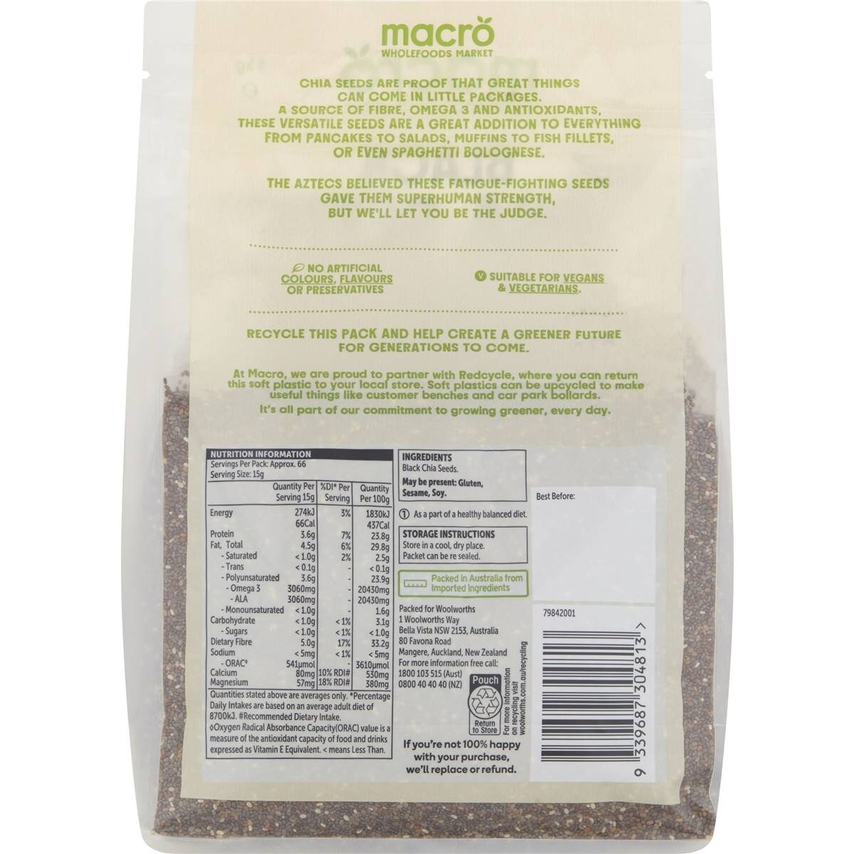 Macro Black Chia Seeds 1Kg