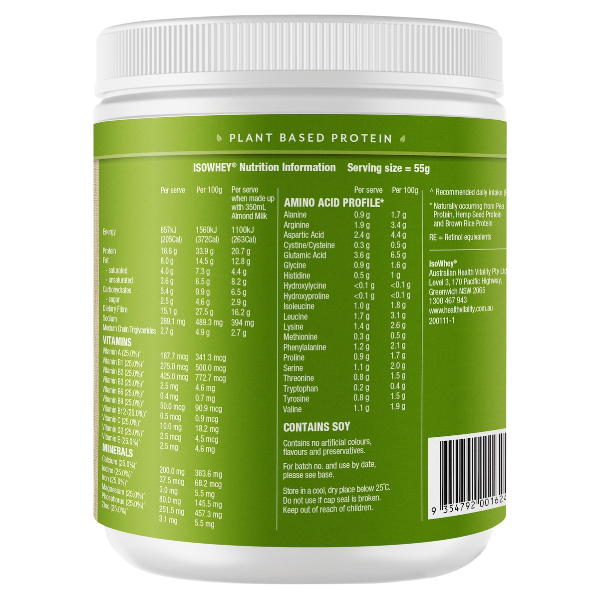 Isowhey Plant-Based Meal Replacement Shake Vanilla 550G