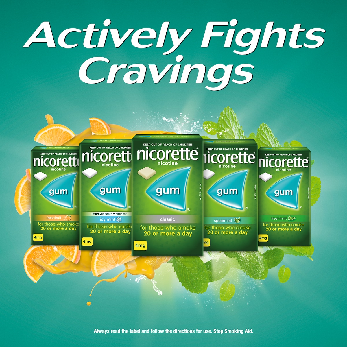 Nicorette Quit Smoking Nicotine Gum 4Mg Fresh Fruit 105 Pieces