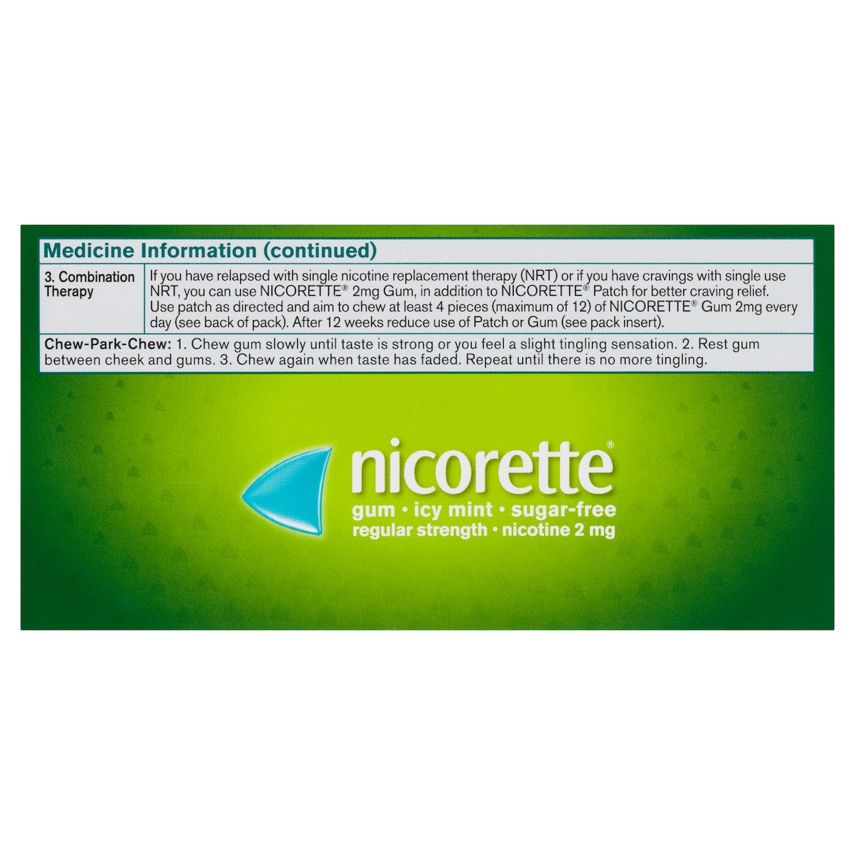 Nicorette Quit Smoking Nicotine Gum 2Mg Icy Mint 105 Pieces