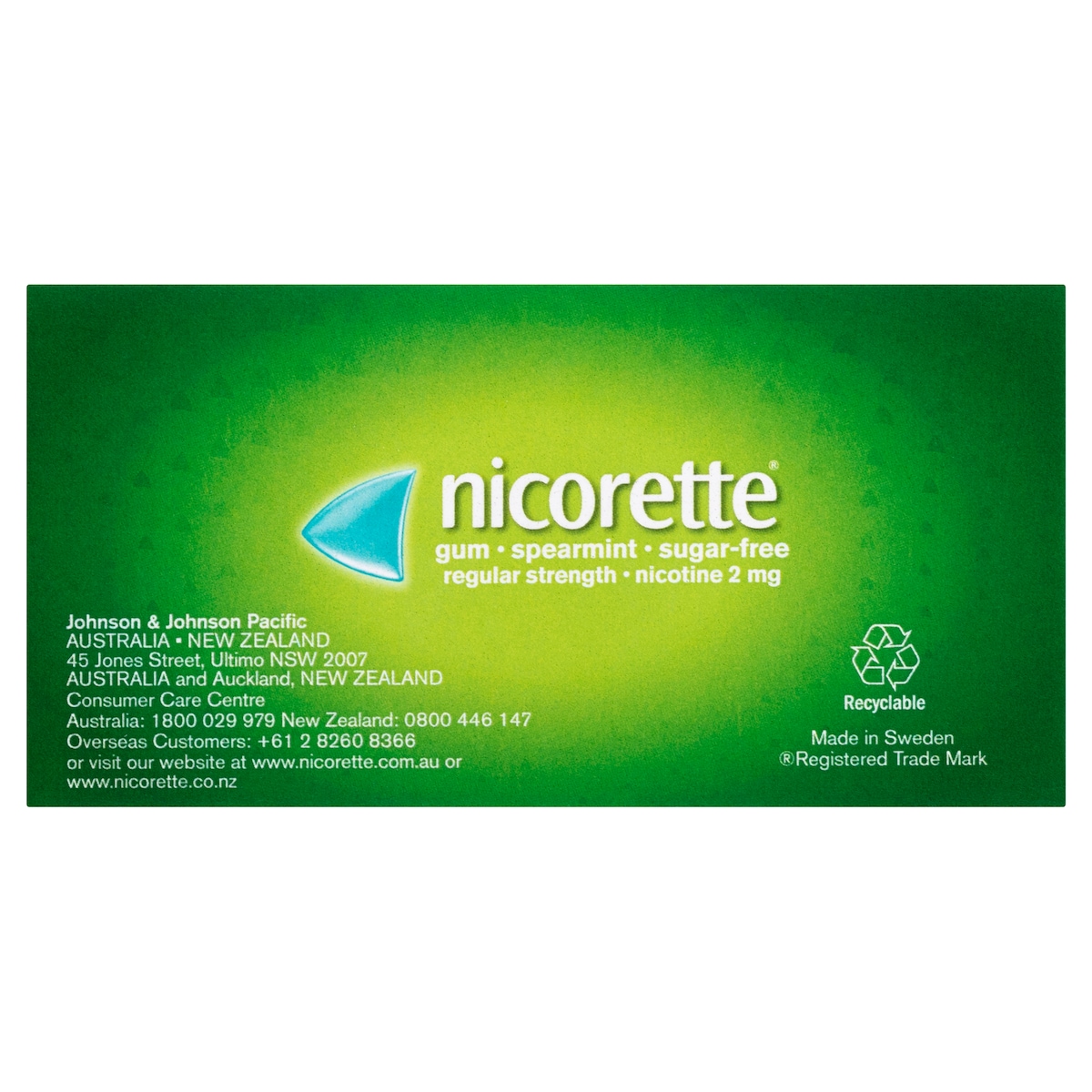 Nicorette Quit Smoking Nicotine Gum 2Mg Spearmint 105 Pieces