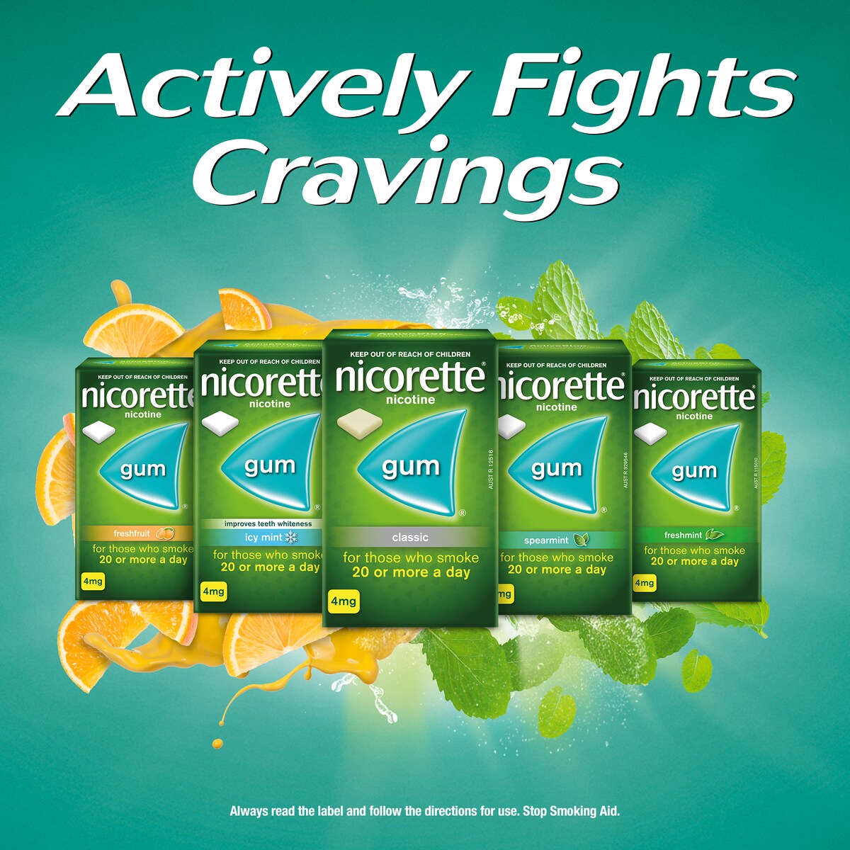 Nicorette Quit Smoking Nicotine Gum 2Mg Spearmint 105 Pieces