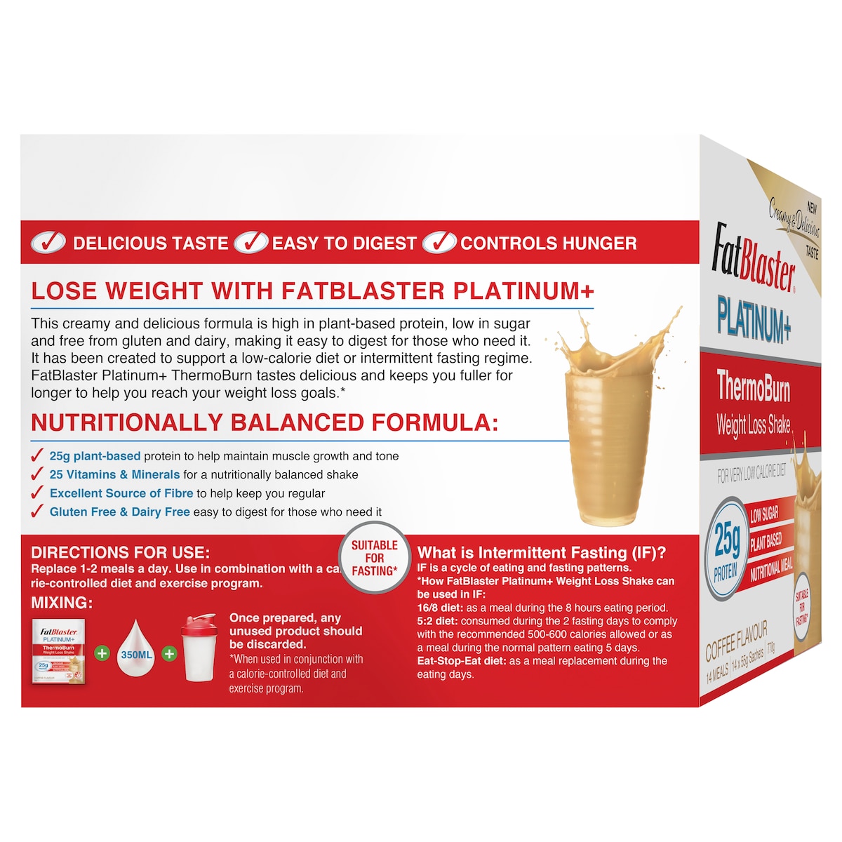 Naturopathica Fatblaster Platinum+ Thermoburn Weight Loss Shake Coffee 14 Sachets X 50G