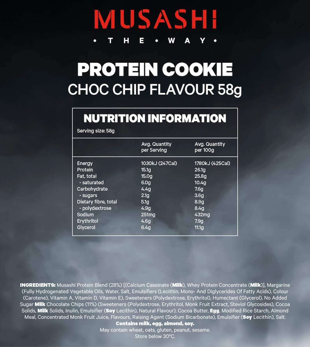 Musashi Protein Cookie Choc Chip 58G