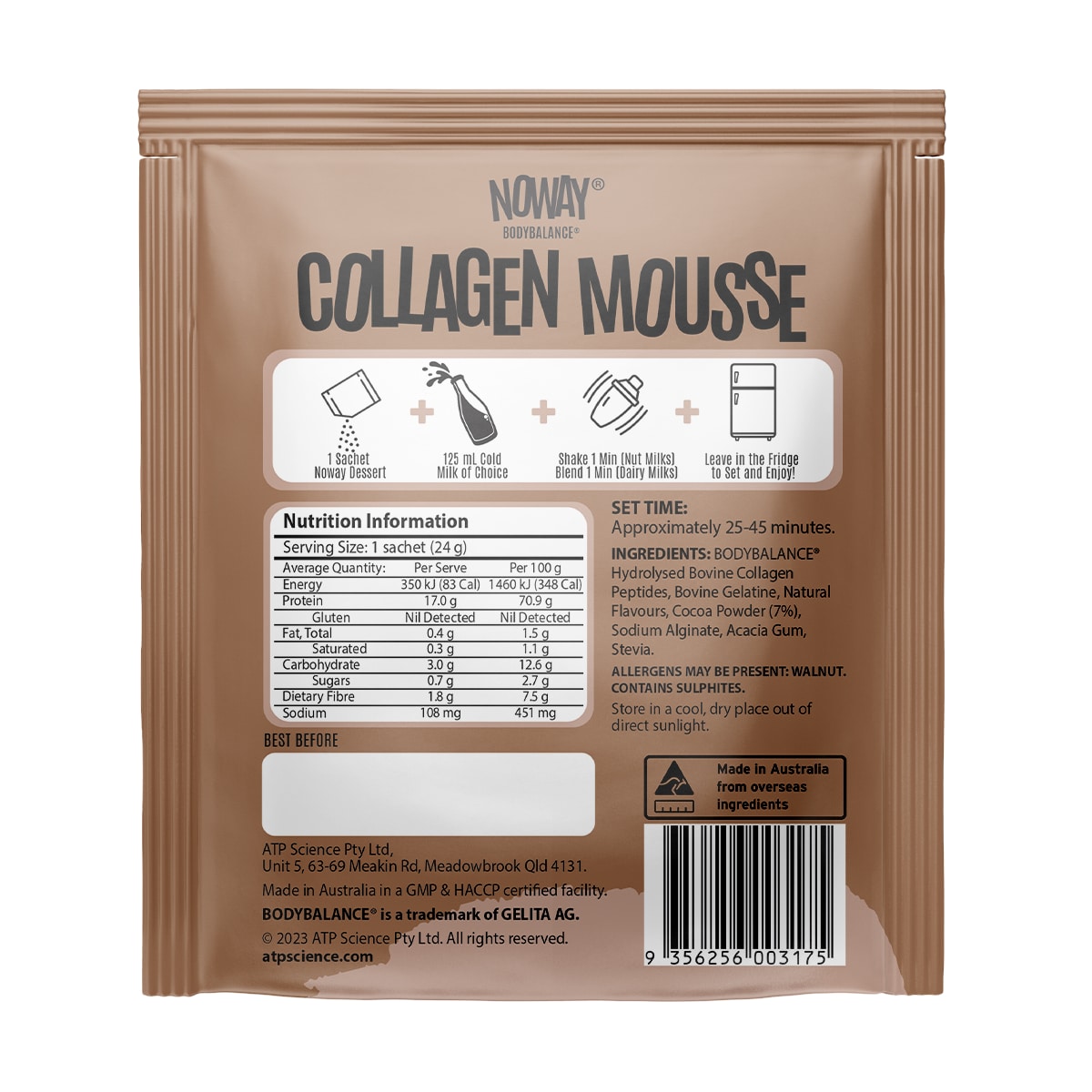 Atp Science Noway Collagen Mousse Chocolate 10 Pack