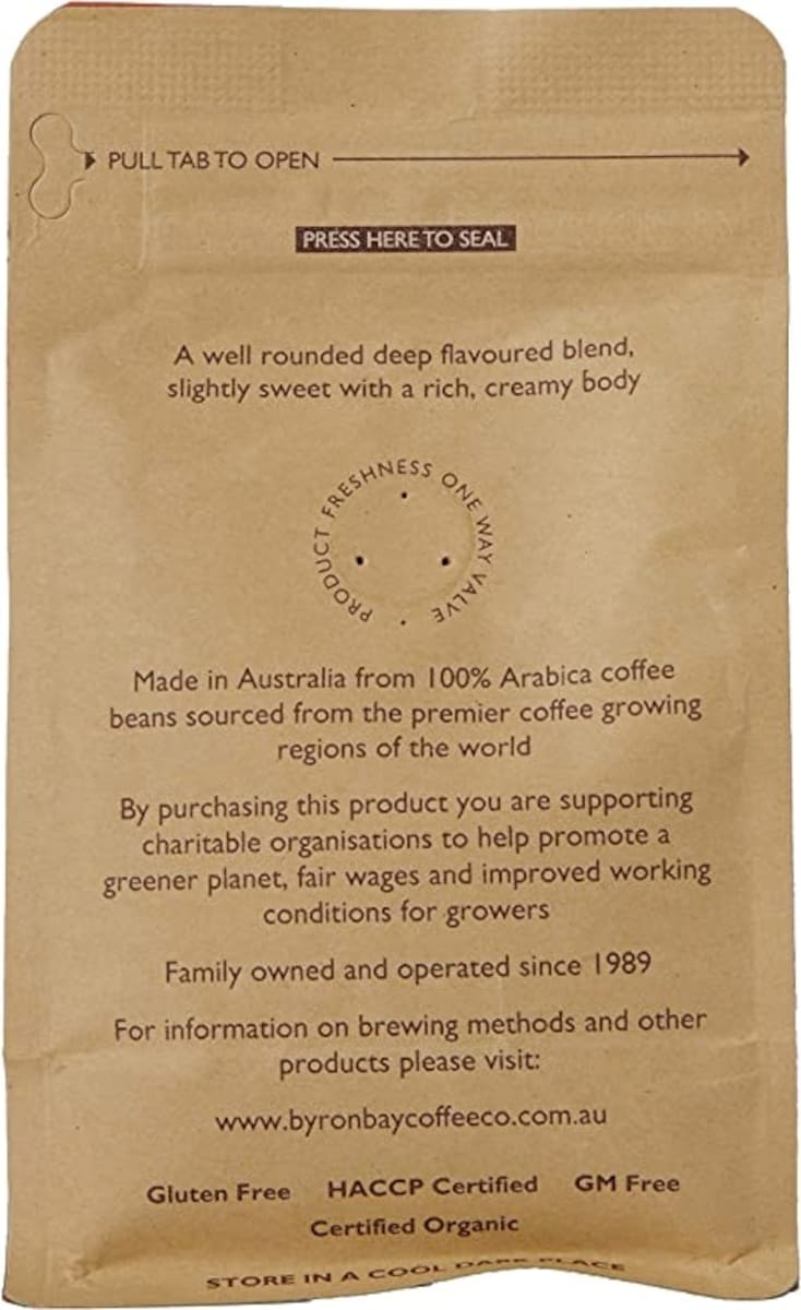 Byron Bay Coffee Company Organic Plunger Ground 250G