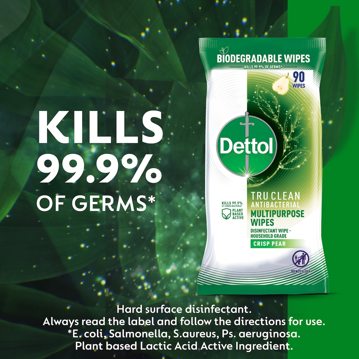 Dettol Tru Clean Antibacterial Wipes Crisp Pear 90 Pack