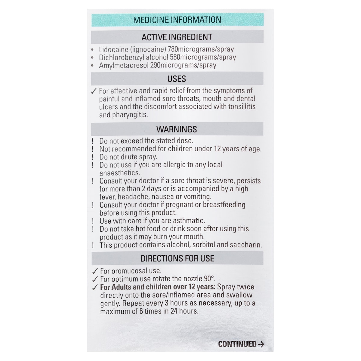 Strepsils Plus Anaesthetic Throat Spray Menthol Flavour 20Ml