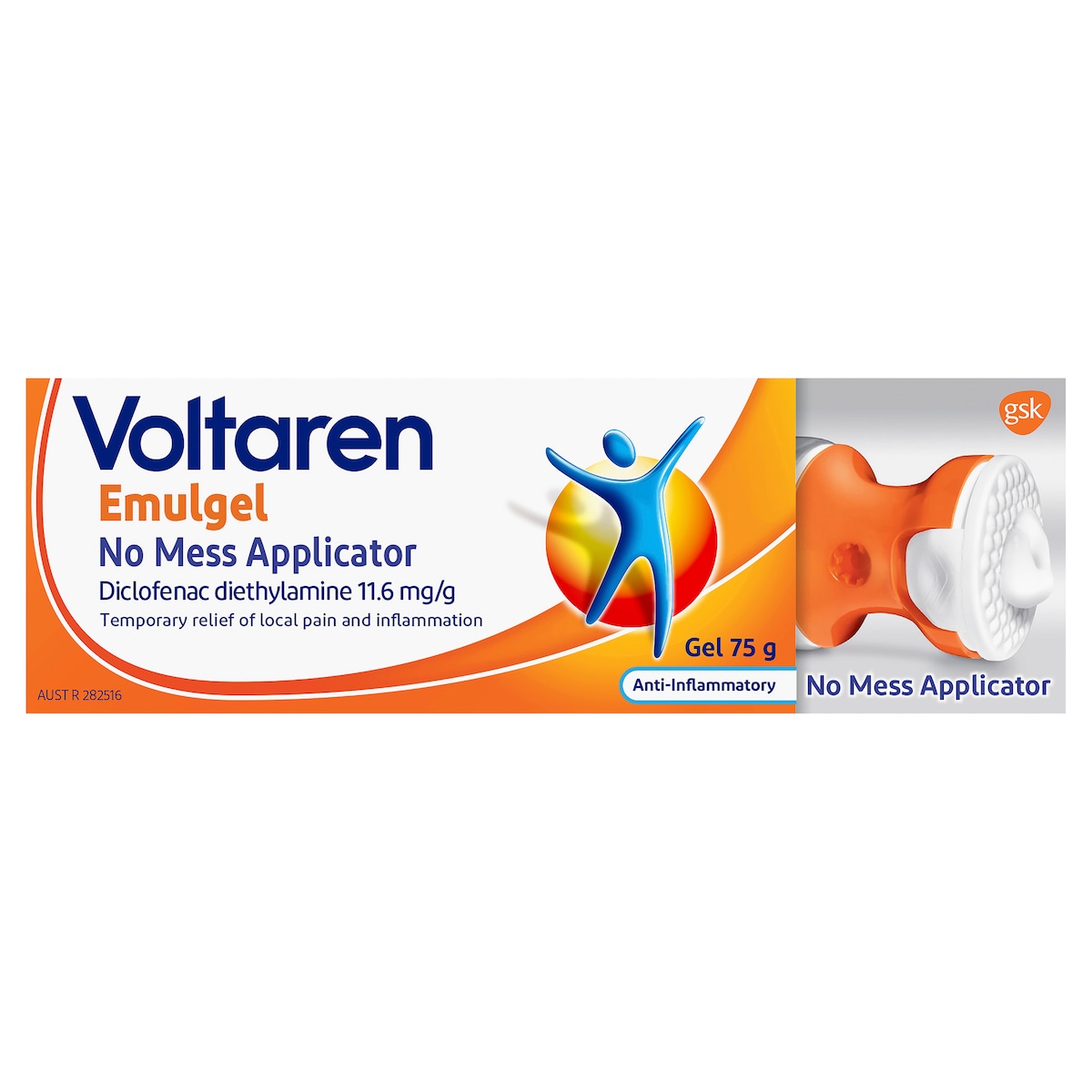 Voltaren Emulgel Muscle & Back Pain Relief With No Mess Applicator 75G