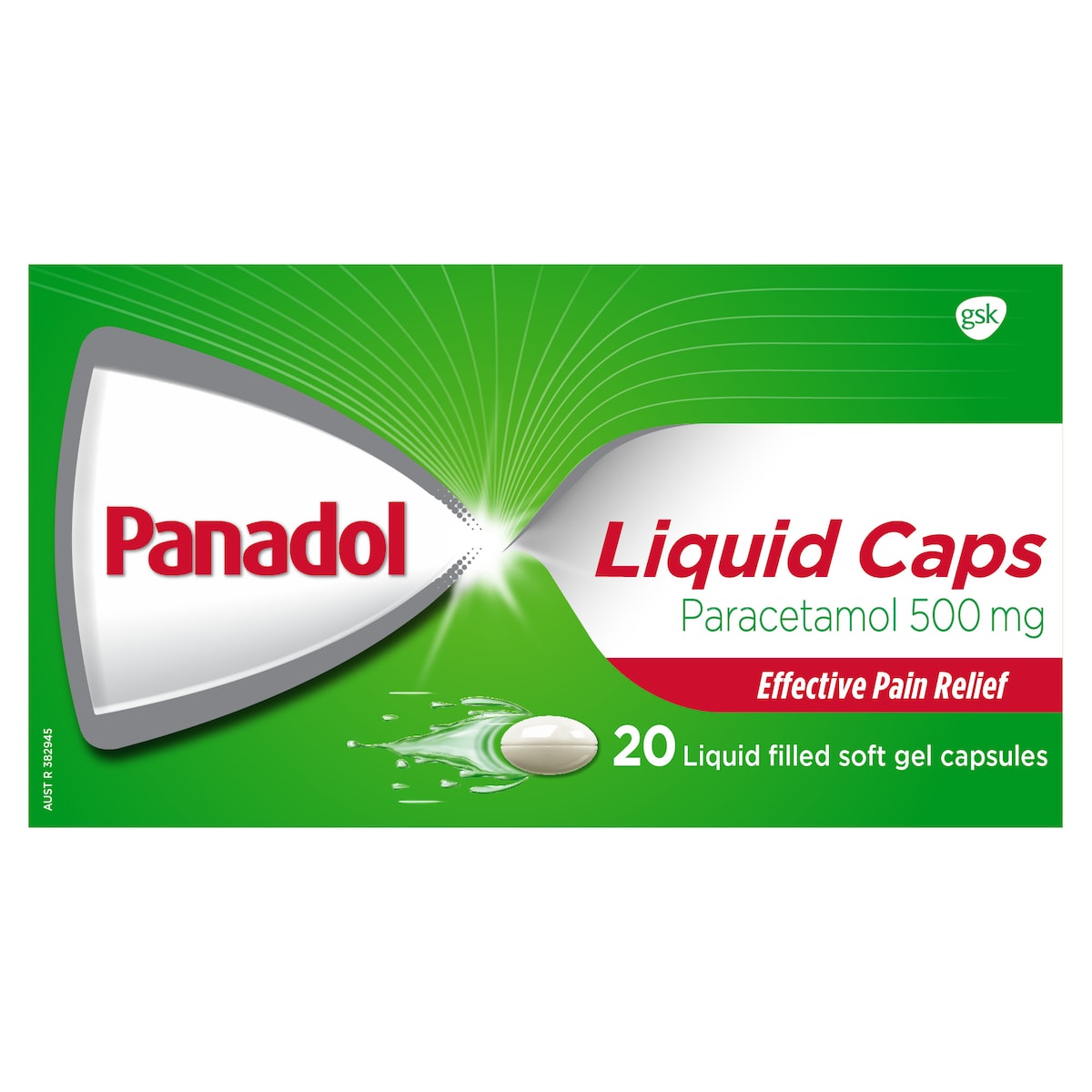 Panadol Liquid Caps Pain Relief 20 Soft Gel Capsules