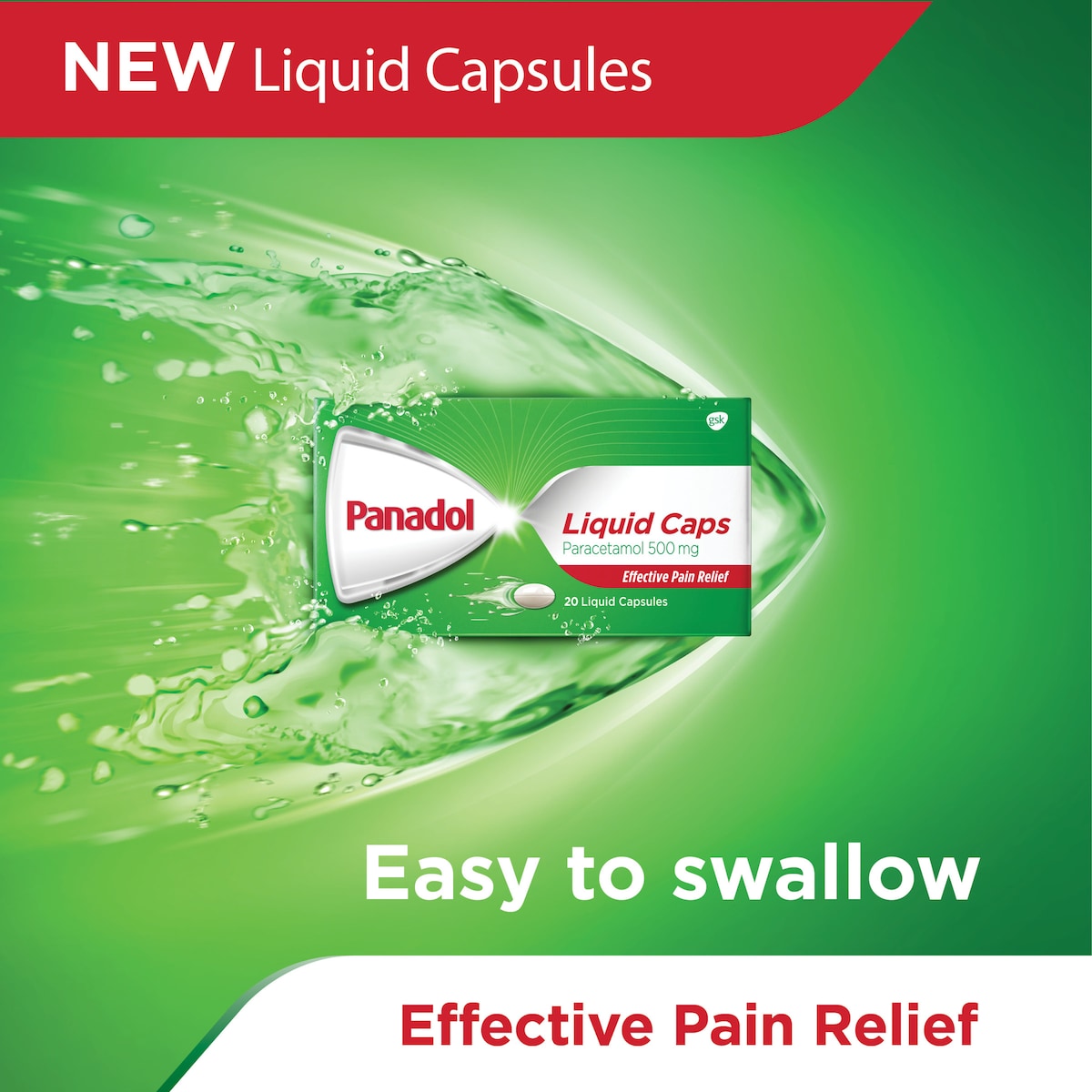 Panadol Liquid Caps Pain Relief 20 Soft Gel Capsules