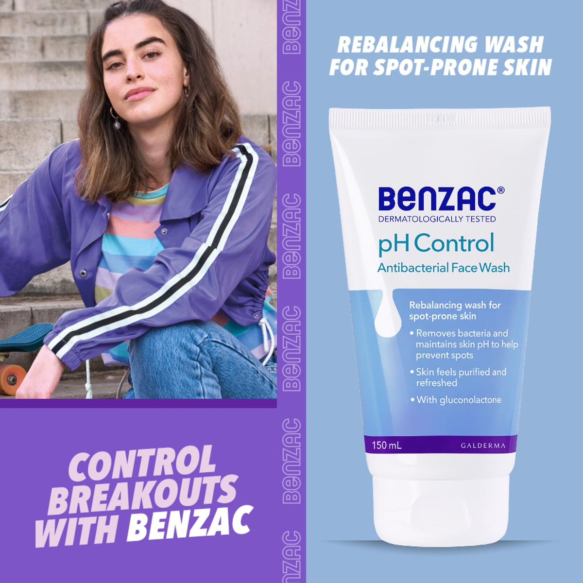 Benzac Ph Control Antibacterial Face Wash 150Ml