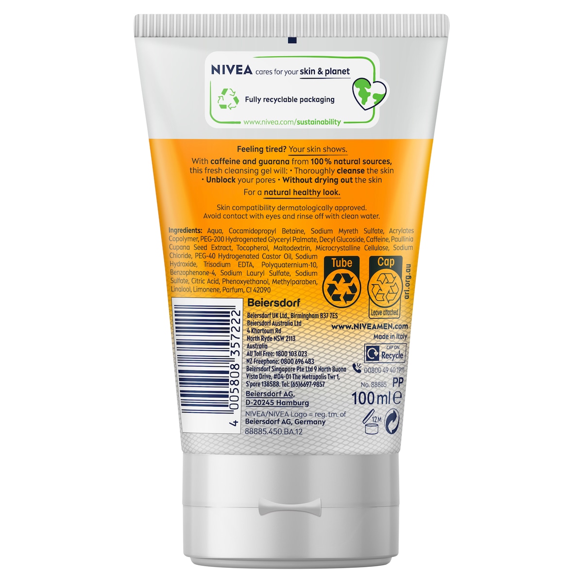 Nivea For Men Skin Energy Face Wash Gel 100Ml