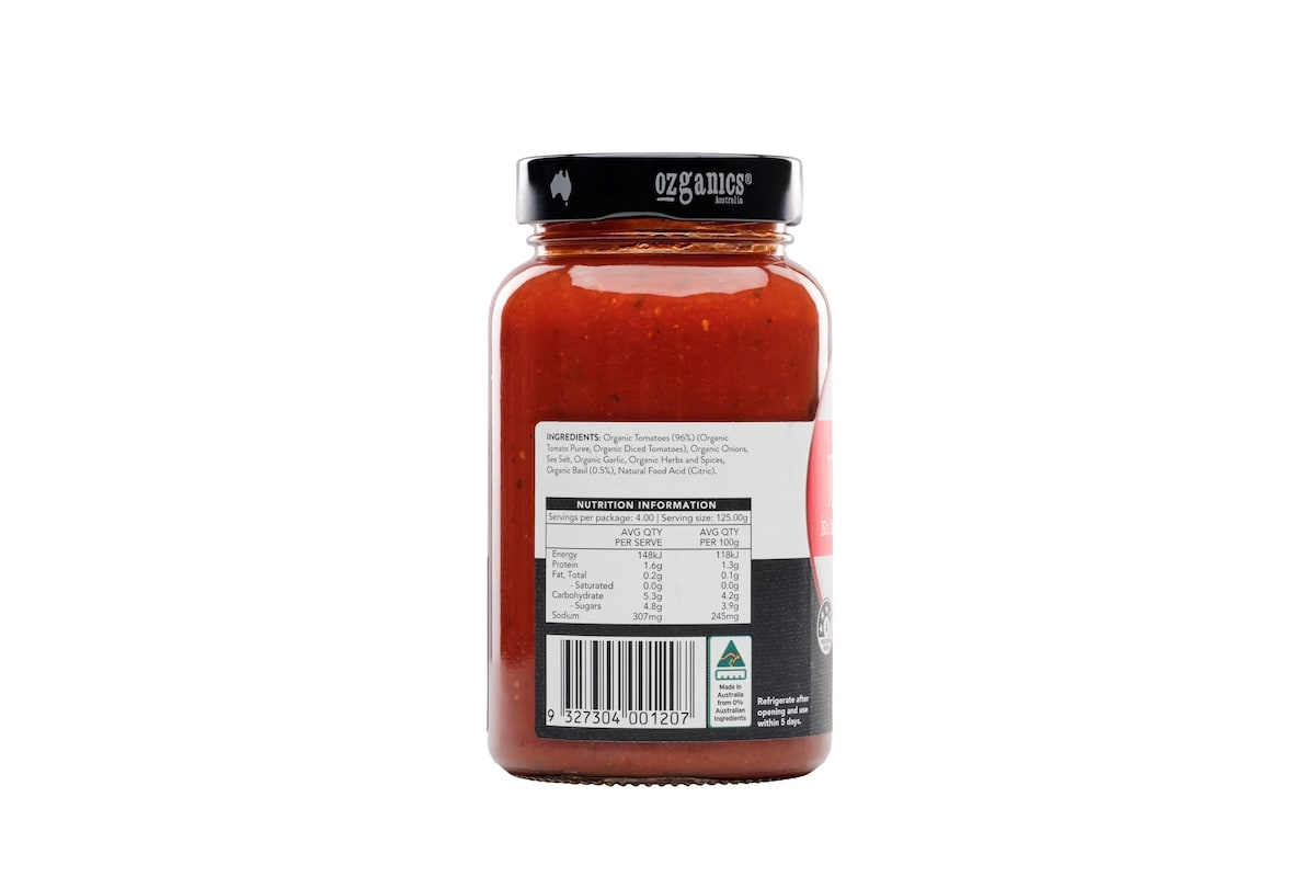 Ozganics Tomato Basil Pasta Sauce 500G