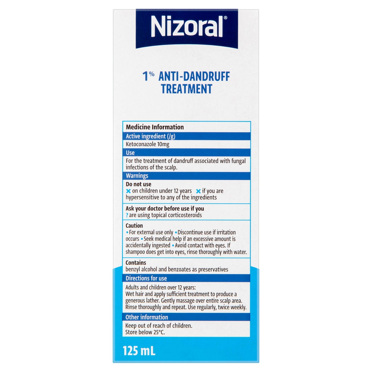 Nizoral Anti-Dandruff Treatment Shampoo 1% 125Ml