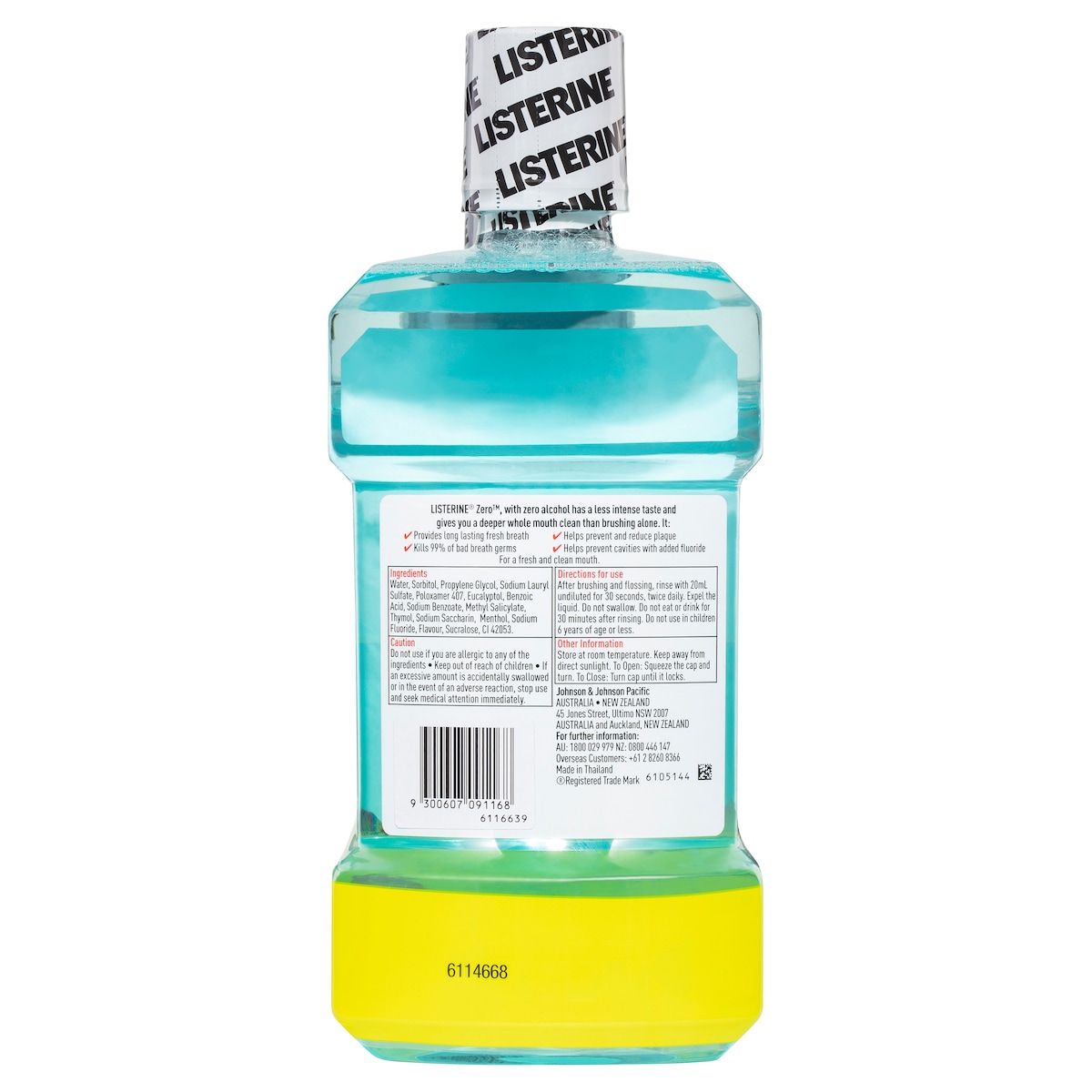 Listerine Zero Alcohol Antibacterial Mouthwash 1 Litre + 500Ml Value Pack