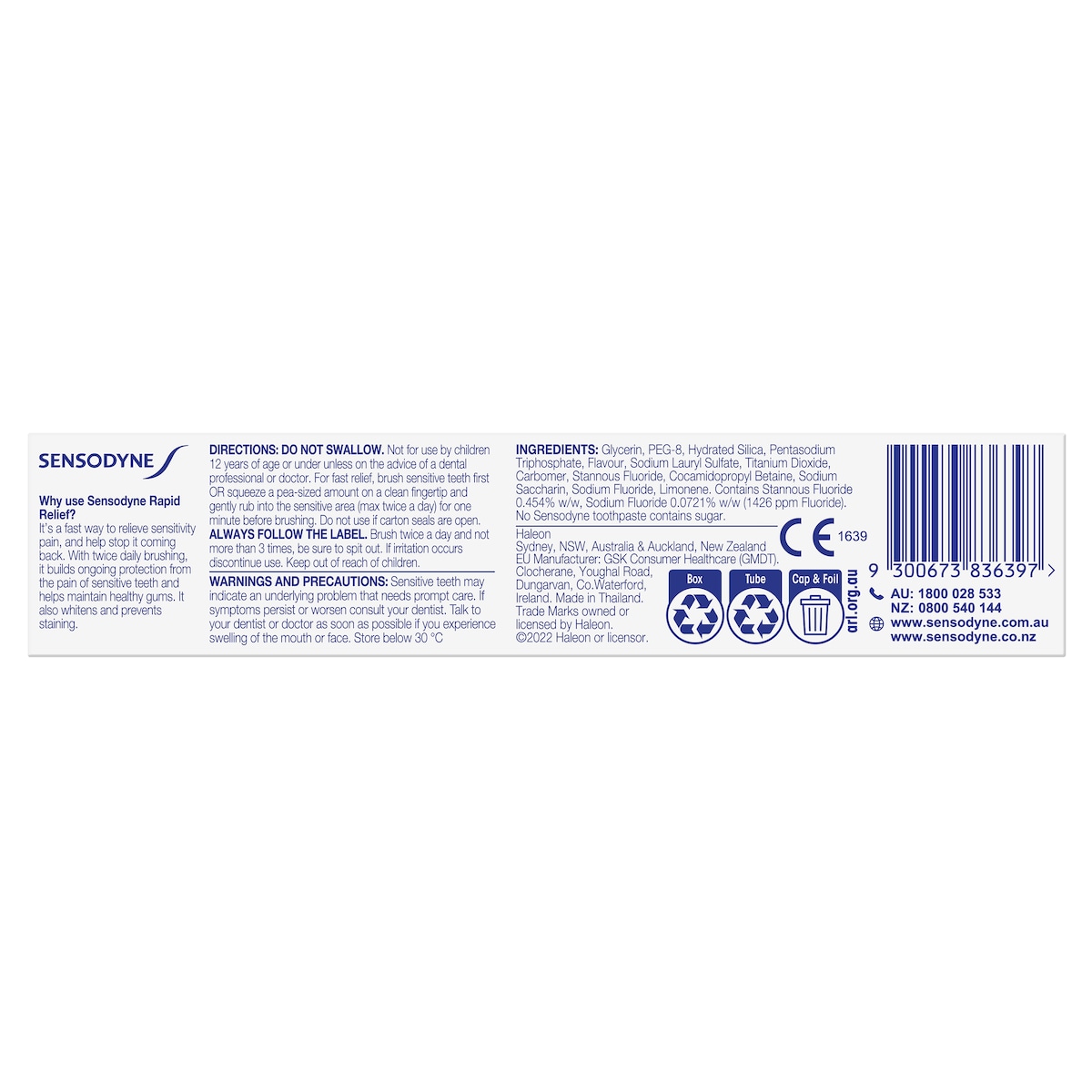 Sensodyne Rapid Relief Toothpaste 100G