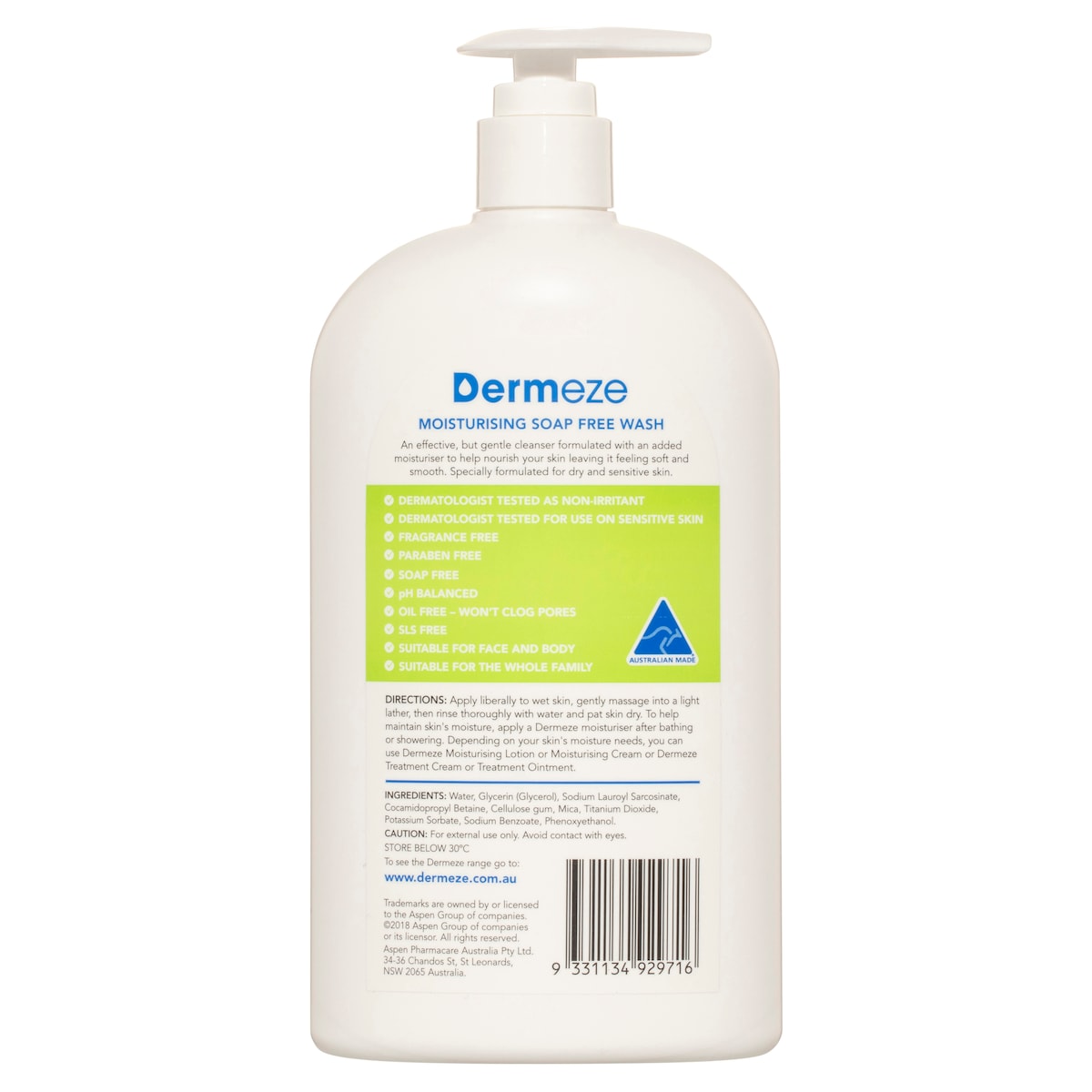 Dermeze Moisturising Soap Free Wash 500Ml