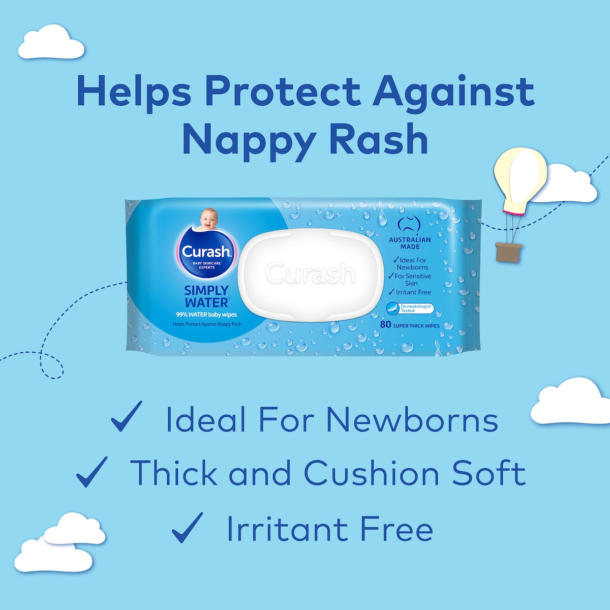 Curash Baby Simply Water 80 Baby Wipes