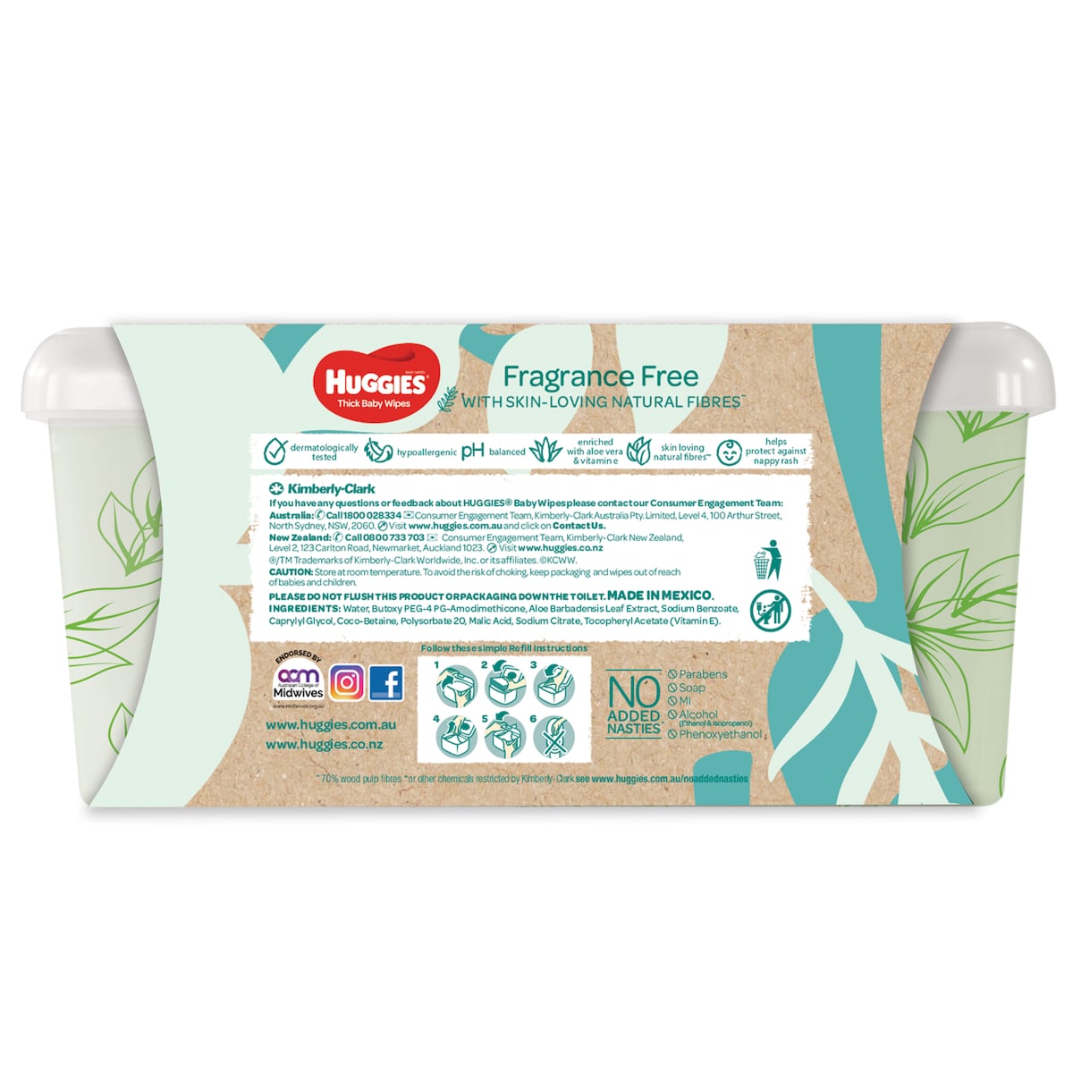 Huggies Fragrance Free 64 Thick Baby Wipes In Refillable Tub