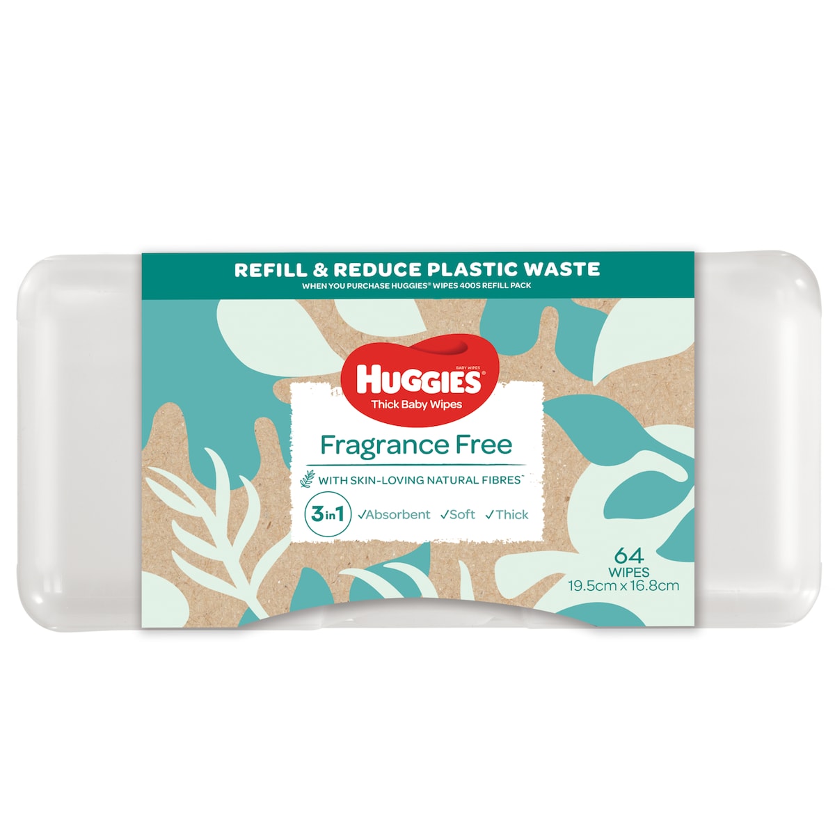 Huggies Fragrance Free 64 Thick Baby Wipes In Refillable Tub