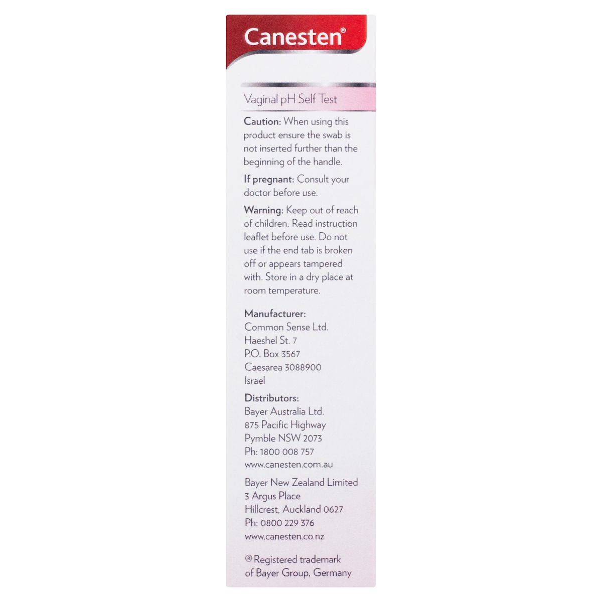 Canesten Vaginal Ph Self Test 1 Self-Diagnostic Swab