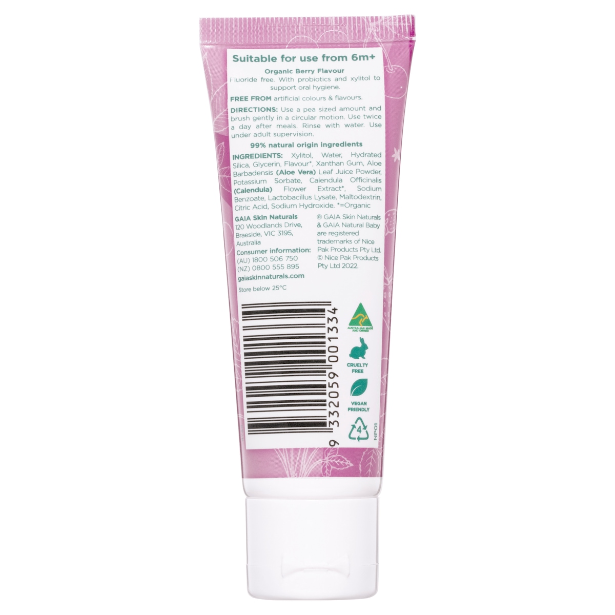 Gaia Natural Baby Berry Burst Toothpaste 50G