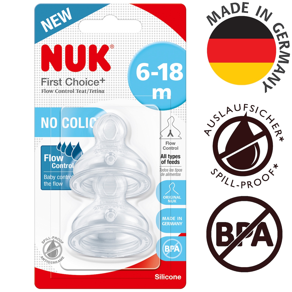 Nuk Flow Control Silicone Teat 6-18 Months