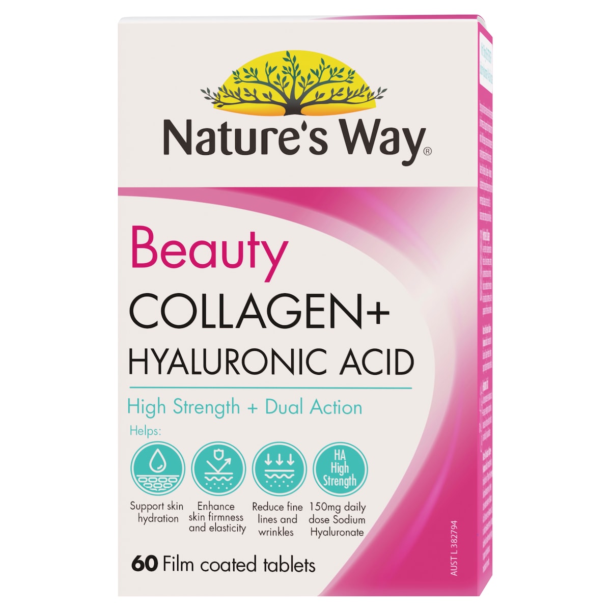 Natures Way Beauty Collagen + Hyaluronic Acid 60 Tablets