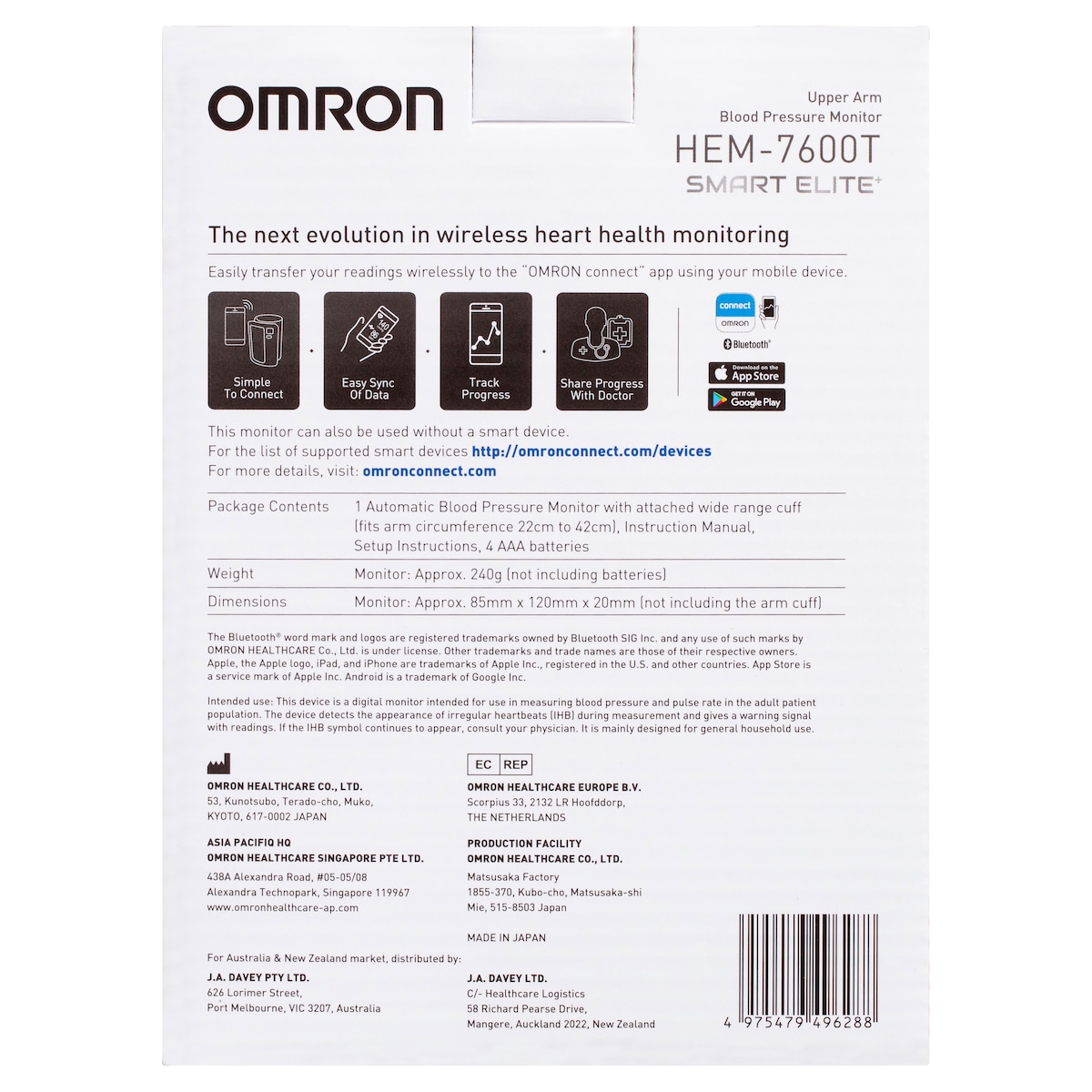 Omron Hem7600T Smart Elite Blood Pressure Monitor