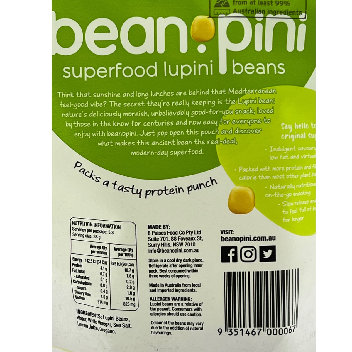 Beanopini Lupini Beans Aromatic Oregano 200G